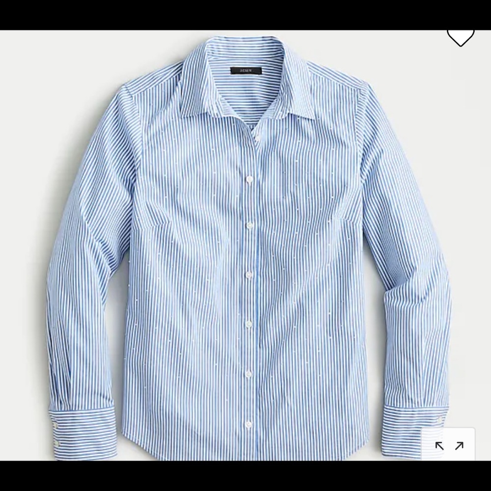 NWT J. Crew Gemstone embellished perfect shirt in blue and white stripes